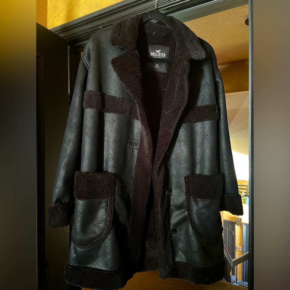 Hollister Black Pea Coat Classic Design